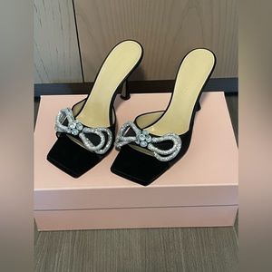 MACH & MACH Black Heels with Silver Embellishments